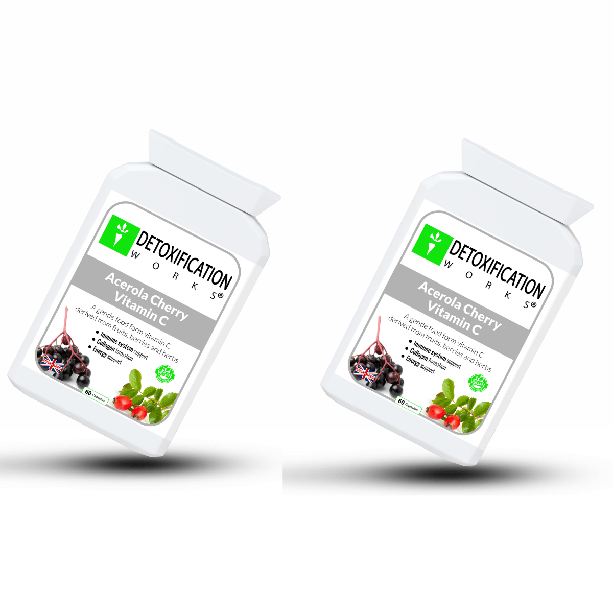 2 Pack Acerola Cherry Vitamin C (120 Capsules) - Detox Works ®