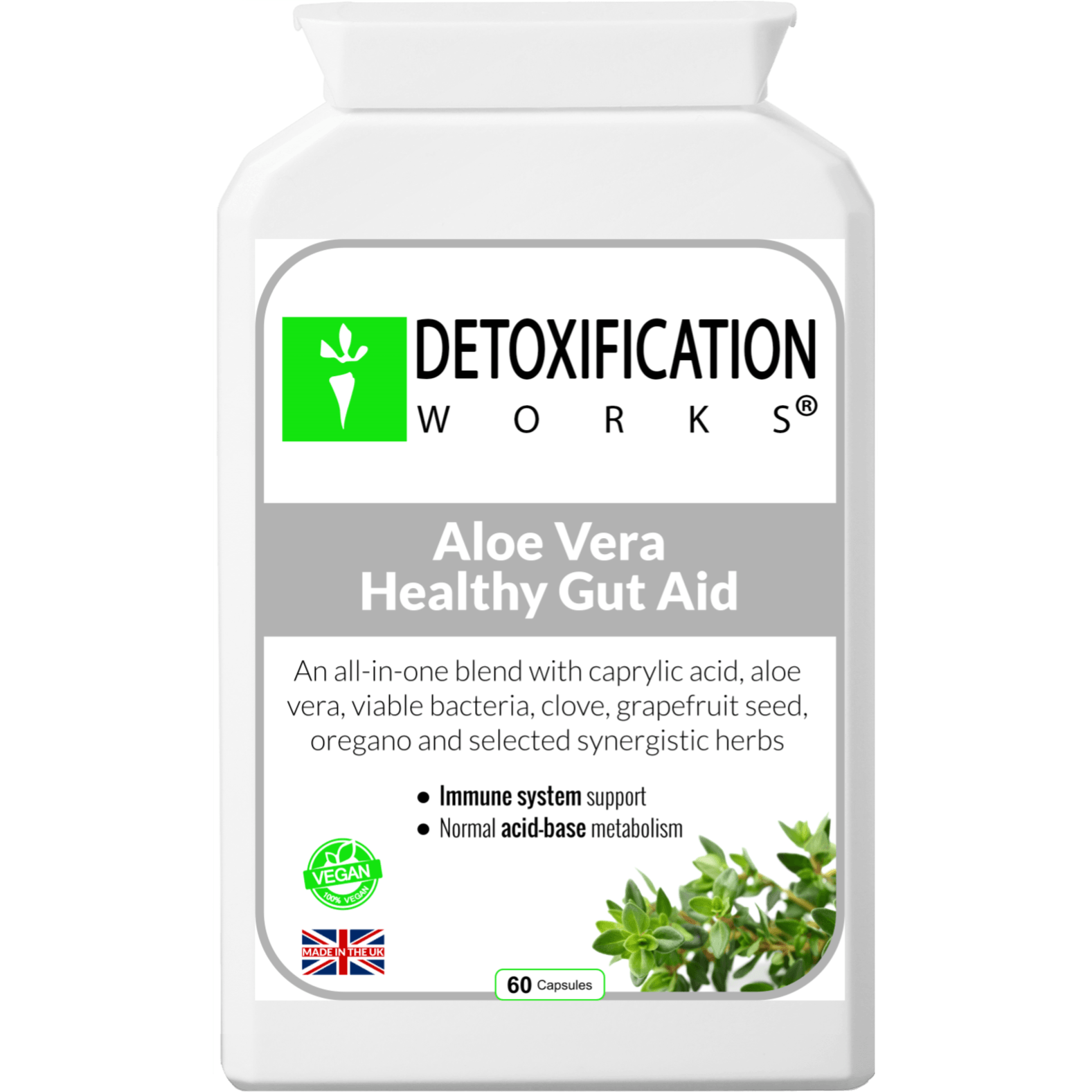 Aloe Vera Healthy Gut Aid (60 Capsules) - Detox Works ®