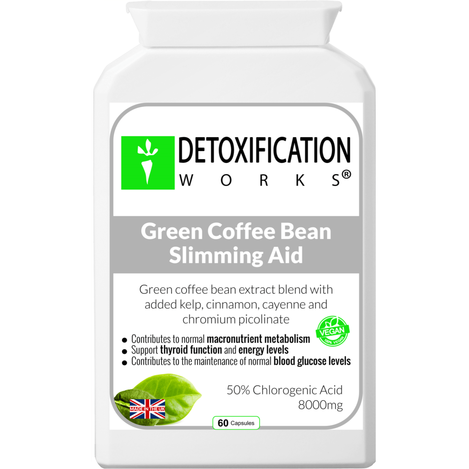 Green Coffee Bean Slimming Aid (60 Capsules) - Detox Works ®